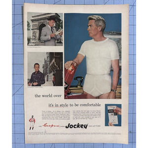 1955 Jockey Brief Tshirt Men's Underwear Fashion Vintage Print Ad
